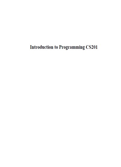 Introduction to Programming CS201