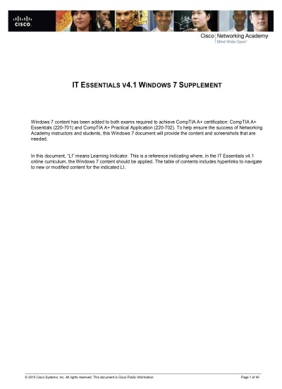 IT ESSENTIALS V4.1 WINDOWS 7 SUPPLEMENT