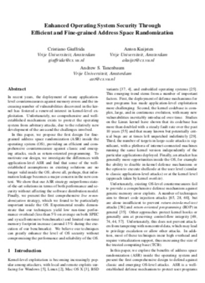 Enhanced Operating System Security Through Efficient and Fine-grained Address Space Randomization
