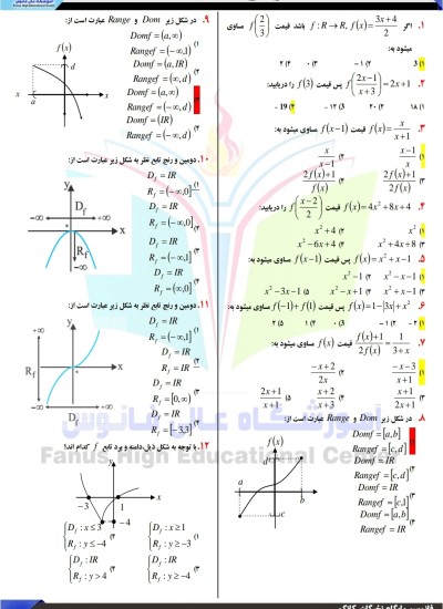 د تابع یا توابع سوالونو کانکور لپاره