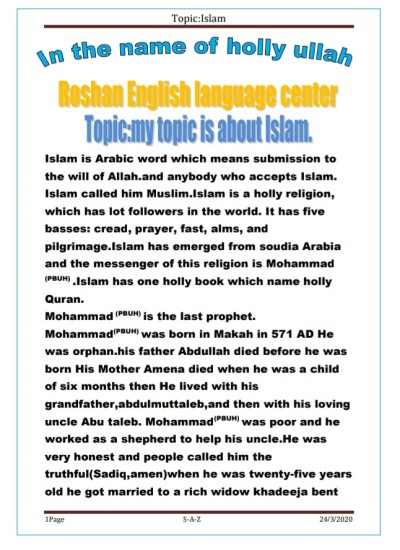 Topic about Islam
