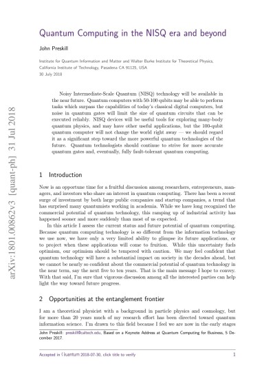 Quantum Computing in the NISA era and beyond