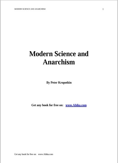 MODREN SCIENCE AND ANARCHISM