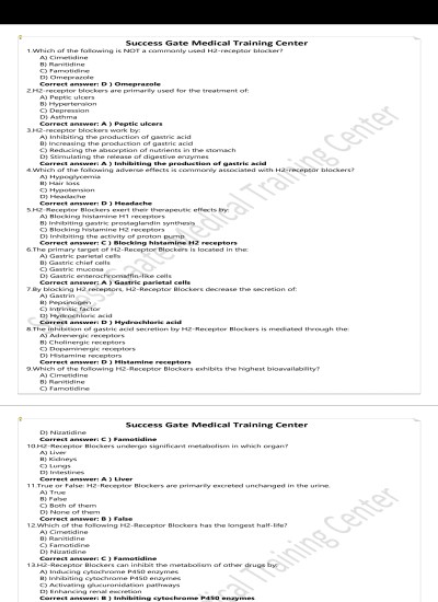 Lippincott Pharmacology (Multiple choice questions) Mcqs