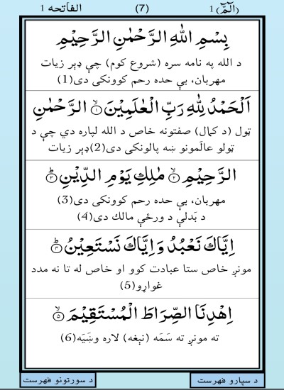 Quran Pashto translate د قرآن پښتو ترجمه